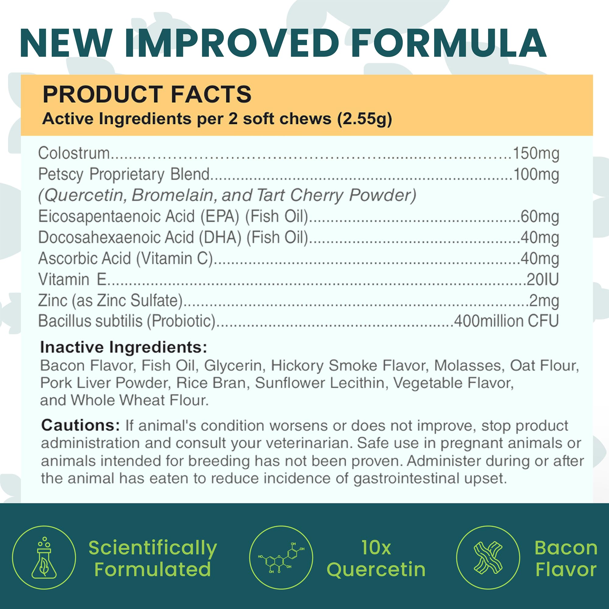 Petscy Itch & Allergy Plus colostrum 150mg supports immune-friendly skin healing.