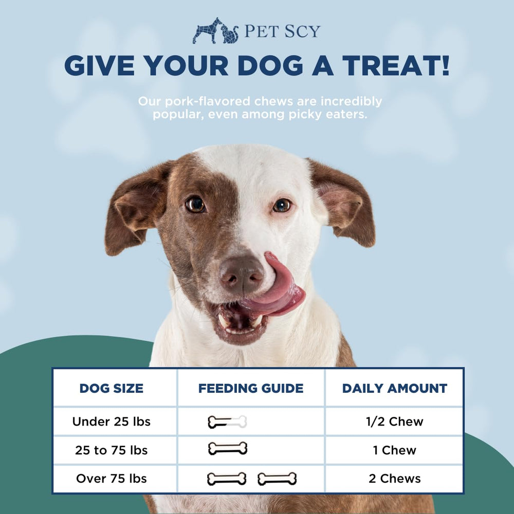 PetScy Omega-3 enriched chews signaling immune and joint support.
