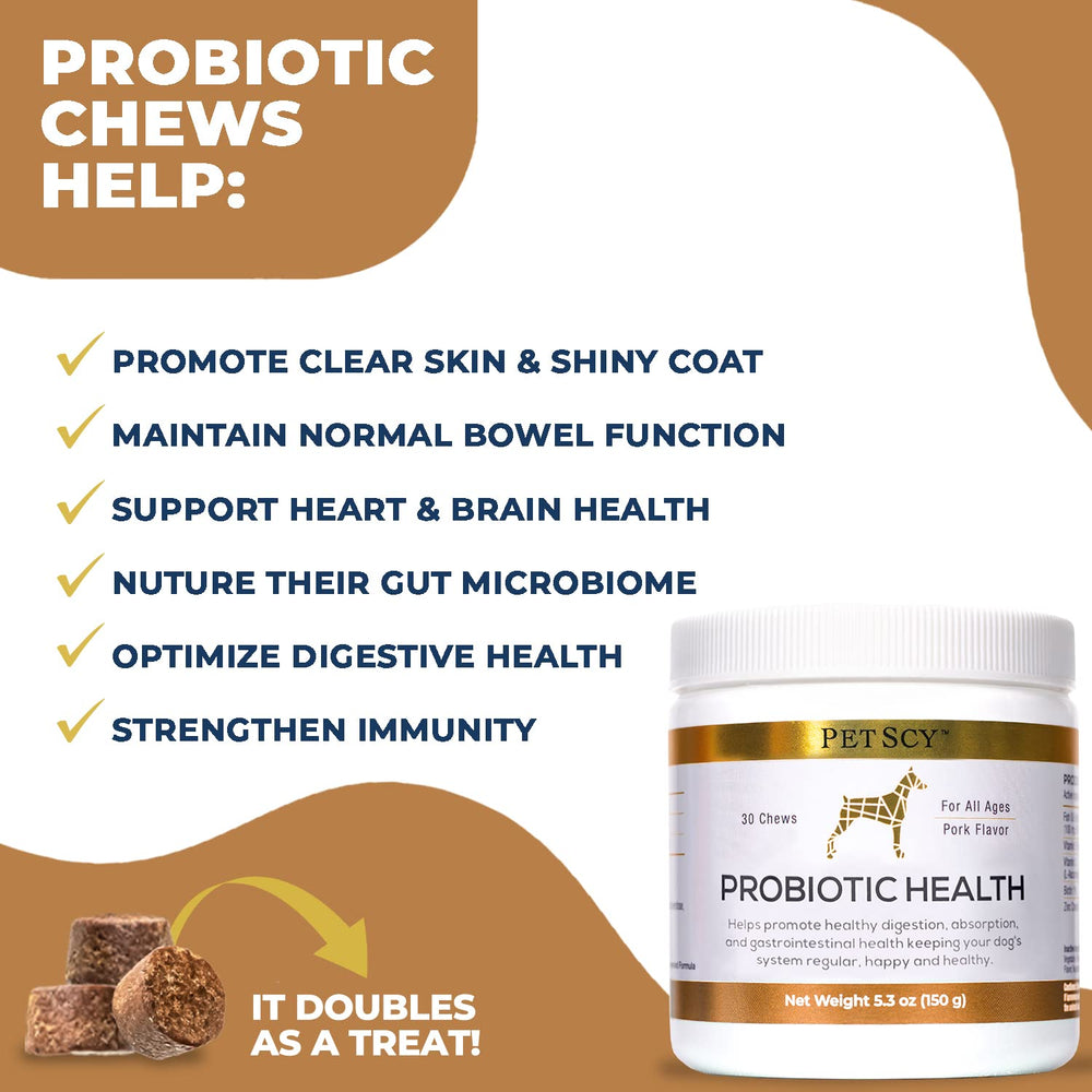 Petscy Probiotic Chews close-up of chew with savory pork flavor.