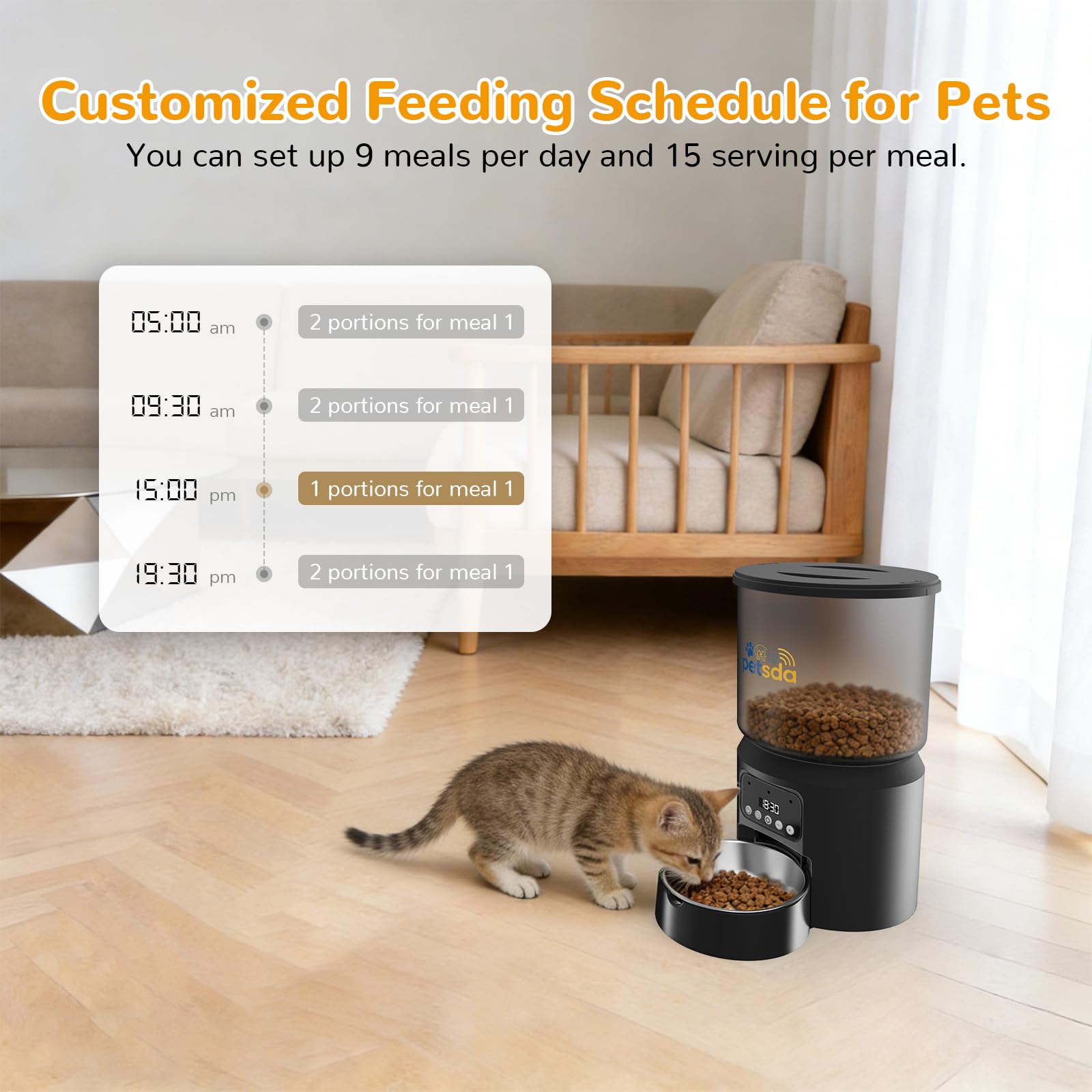 PETSDA desiccant seal keeps kibble dry and fresh between meals.