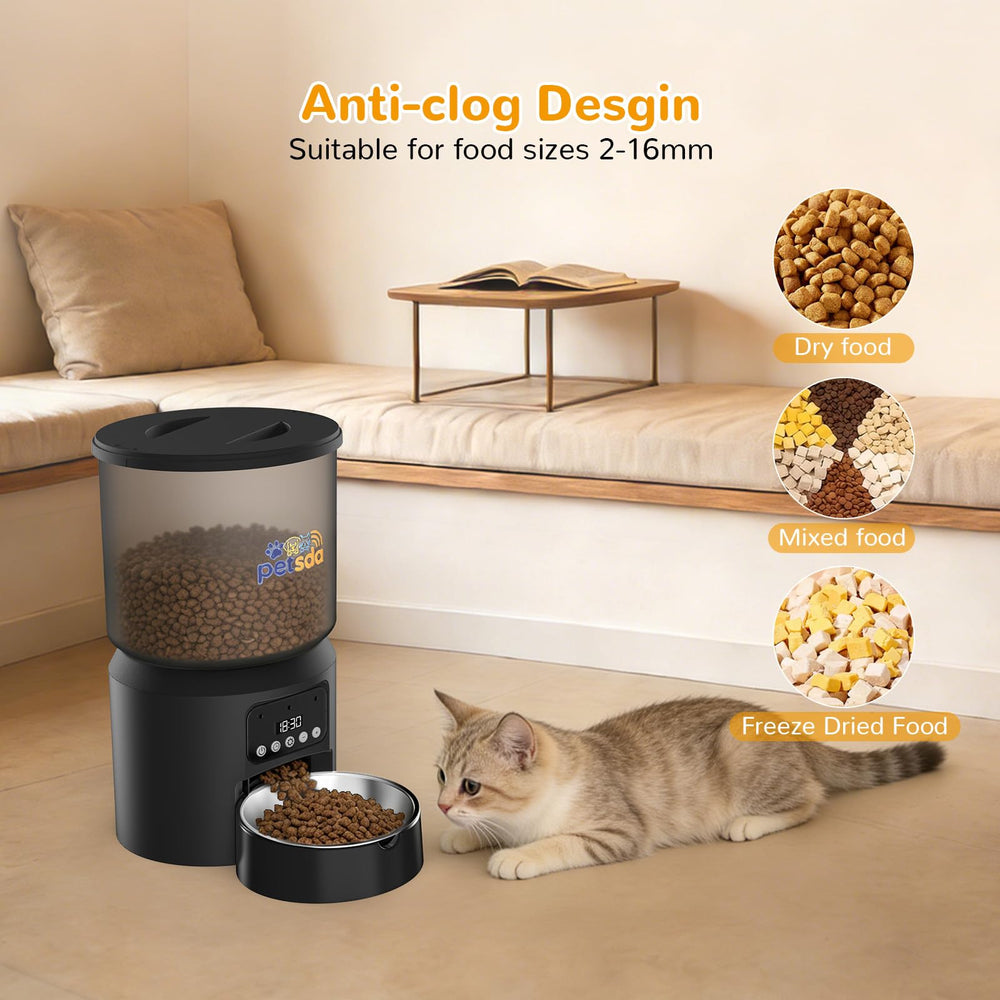 PETSDA removable stainless steel bowl for easy cleaning after meals.