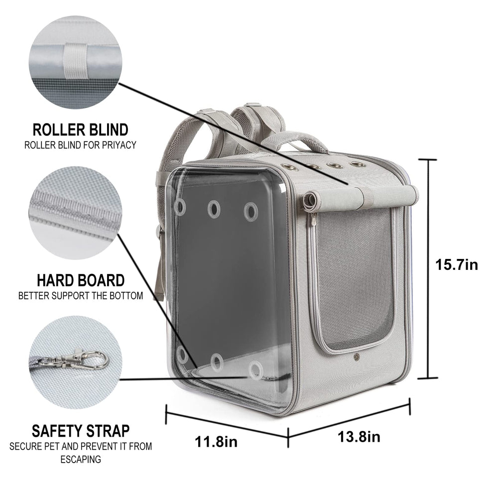 Petseek large-capacity carrier supports pets up to 17 lbs during hiking.