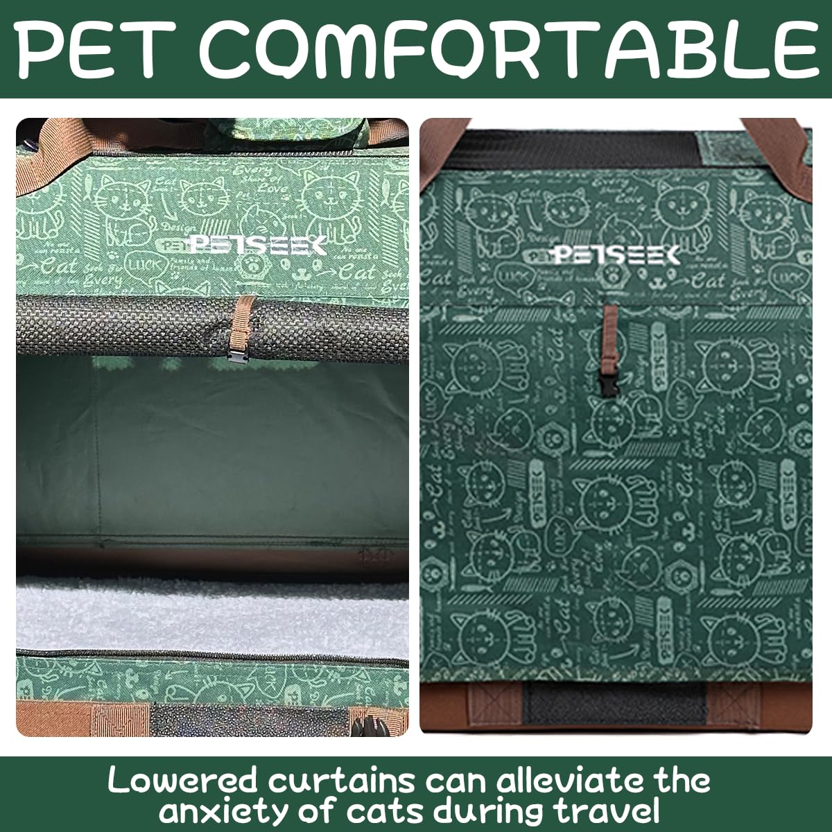 Petseek carrier folded-structure shows compact storage and portability