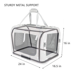 Petseek Extra Large Soft Sided Carrier, open door, easy loading for felines or small dogs.