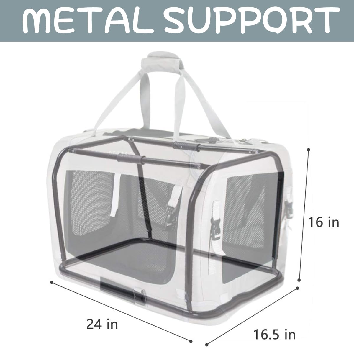 Petseek Extra Large Cat Carrier foldable iron-frame shows sturdy storage when not in use