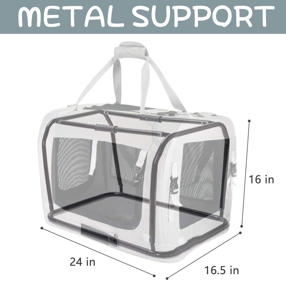 Petseek Extra Large Cat Carrier foldable iron-frame shows sturdy storage when not in use