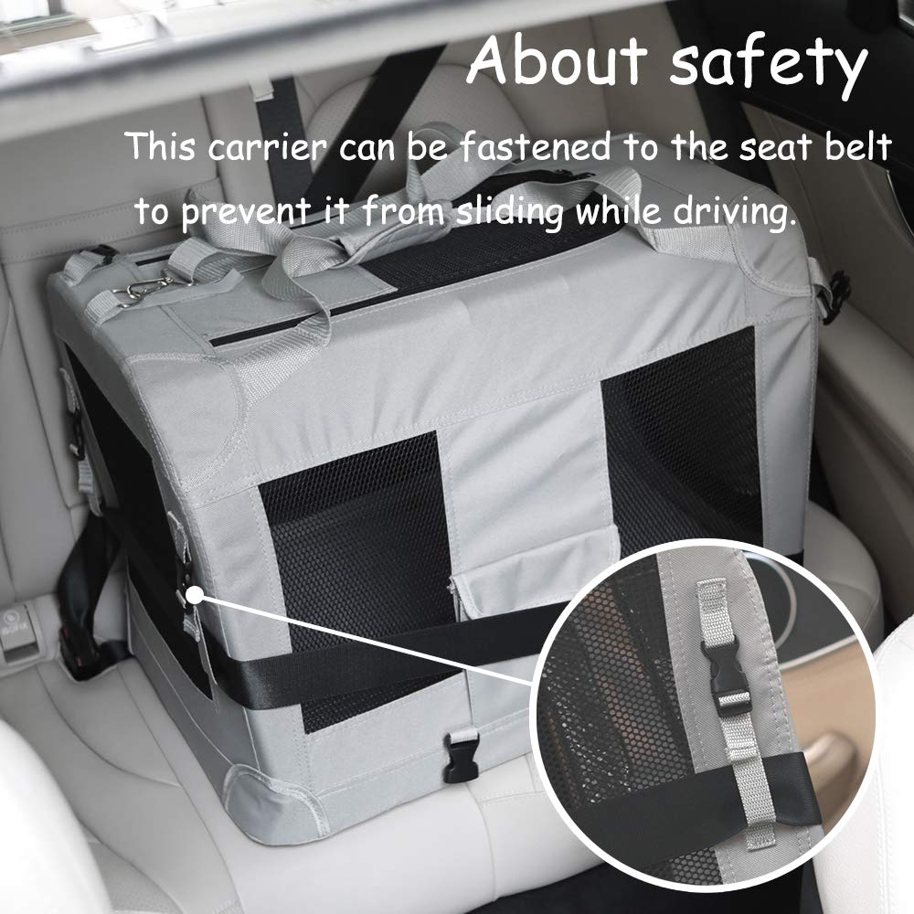 Petseek Extra Large Cat Carrier seatbelt-loops keep carrier secured in car