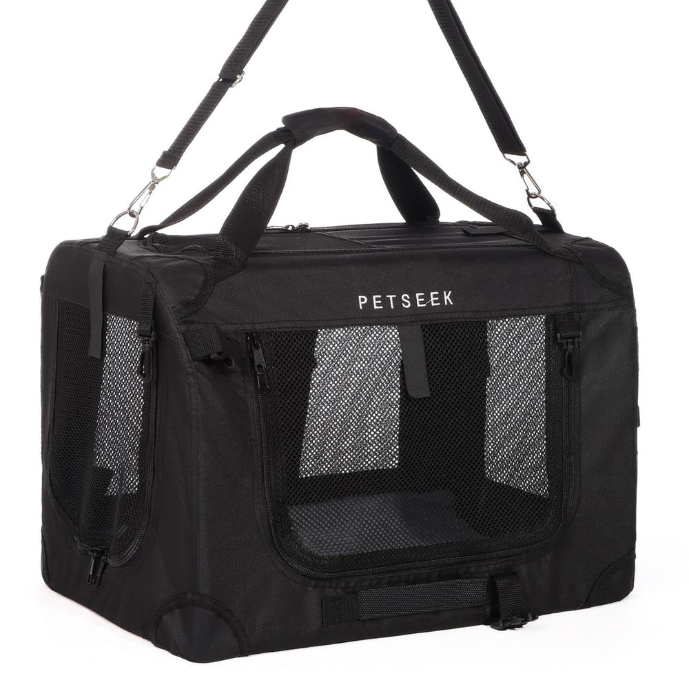 Petseek Large Cat Carrier folded design for easy storage after trips.