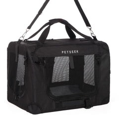 Petseek Large Cat Carrier folded design for easy storage after trips.