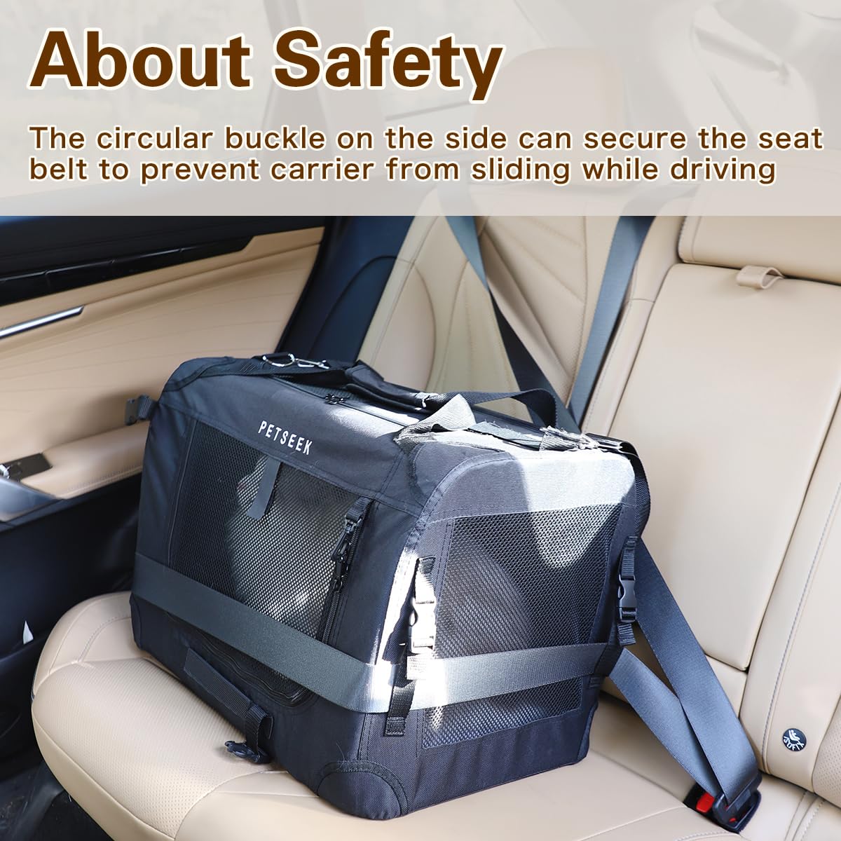 Petseek Large Cat Carrier side opening for quick access.