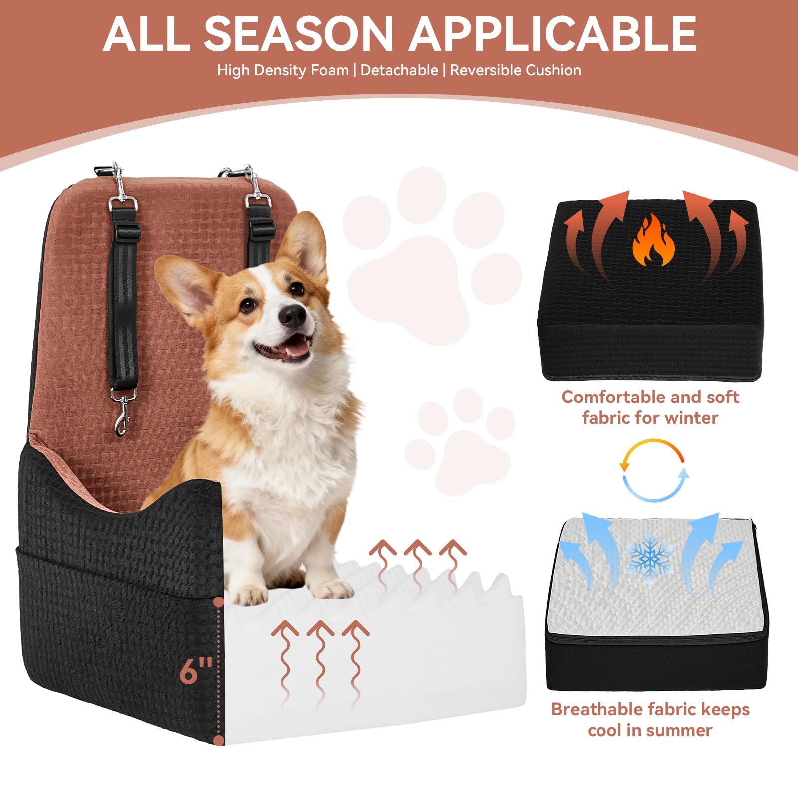 PETSFIT 6-inch memory foam booster elevates your dog during rides