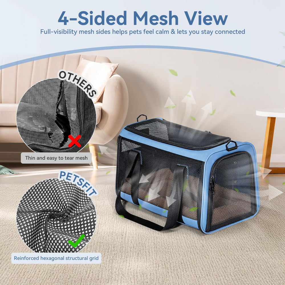 Petsfit airline-approved under-seat design fits many cabins and seats