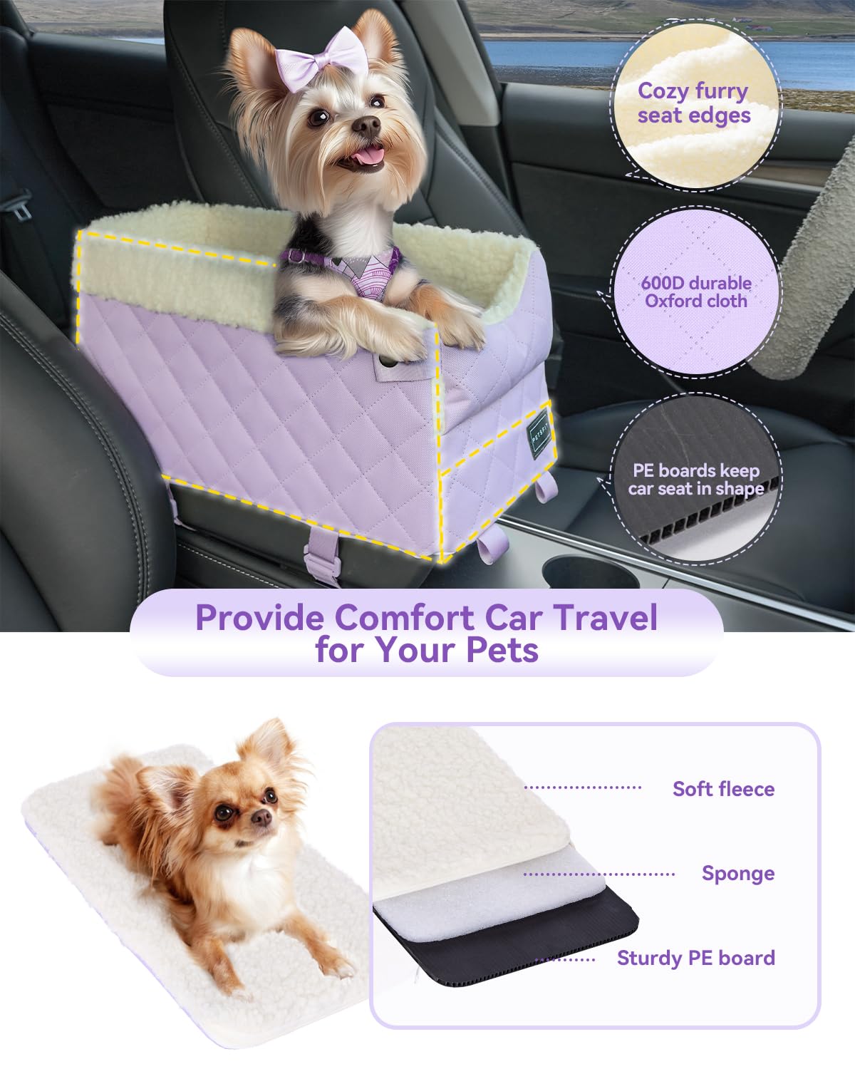 Petsfit cat car seat double-side cushion enables seasonal use.