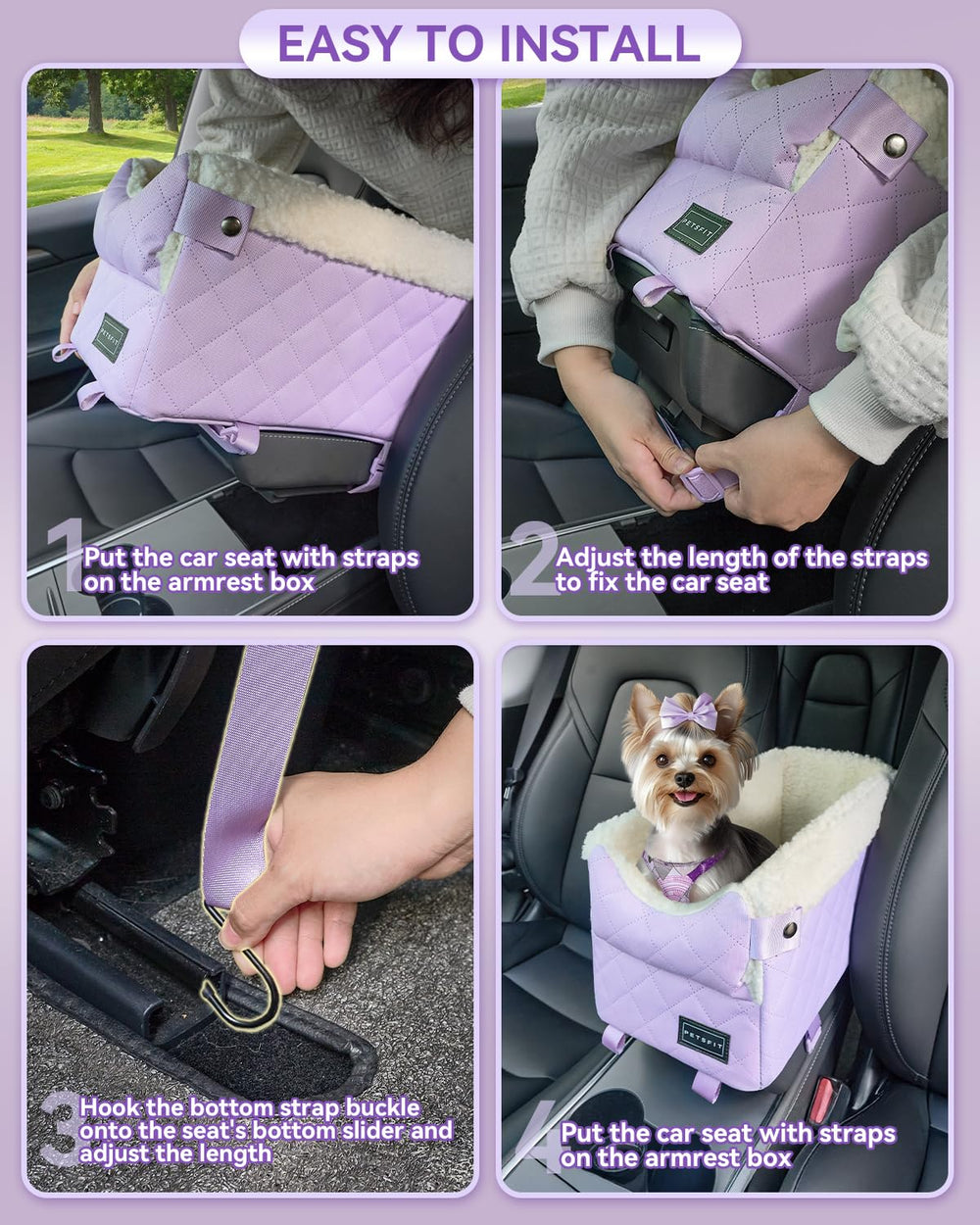 Petsfit cat car seat removable front pillow for flexible positioning.