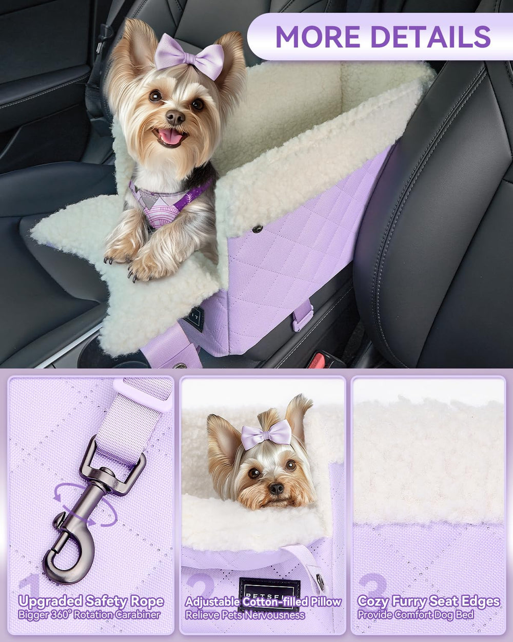 Petsfit cat car seat fits small pets up to 8 lbs for travel.
