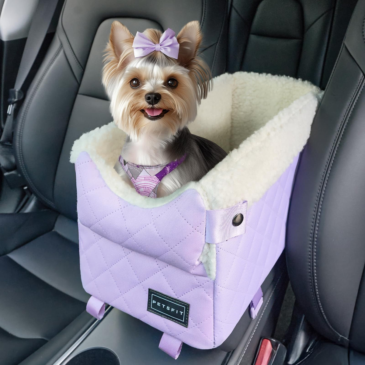 Petsfit cat car seat with protection hooks keeps the seat stable on the armrest.