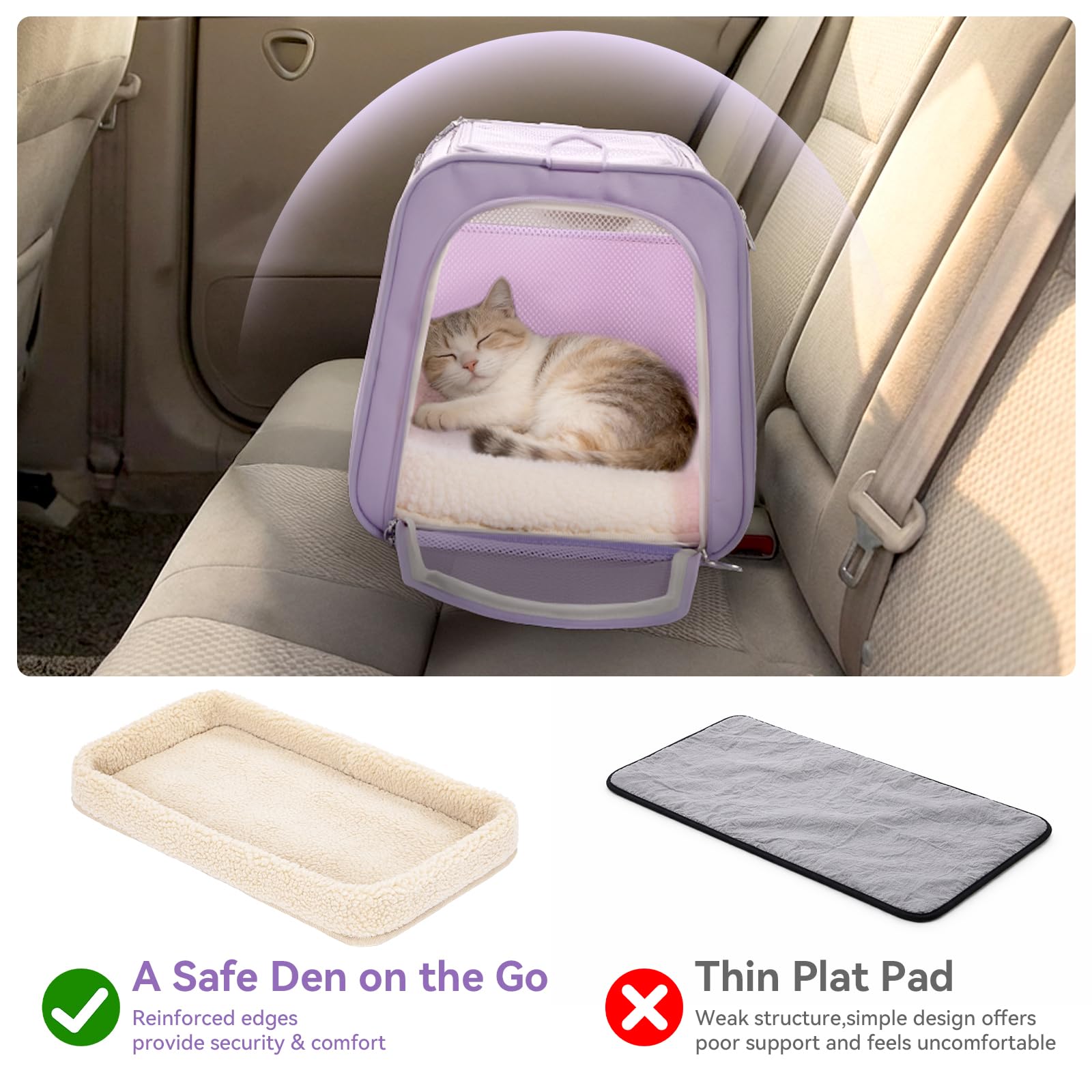 Petsfit cat carrier with four mesh panels for airflow and visibility