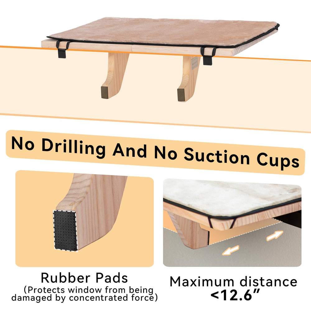 PETSFIT cat window perch no-drill installation for renters.