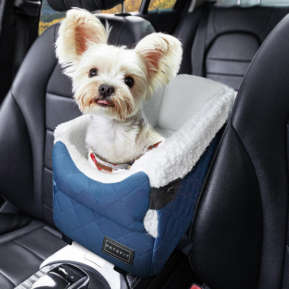 Petsfit center console dog car seat blue full view for secure travel