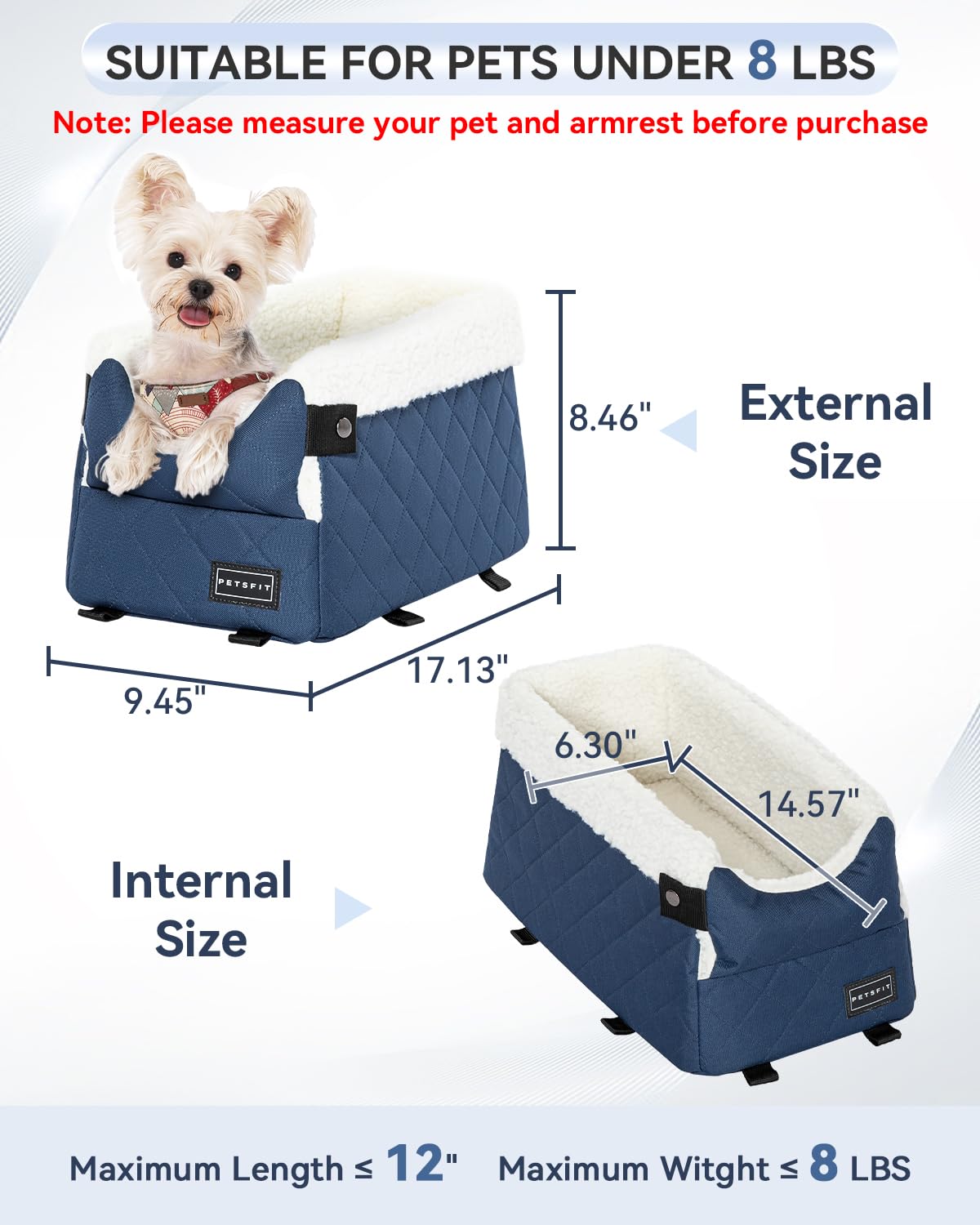 Petsfit dog car seat with adjustable bottom straps ensures snug fit