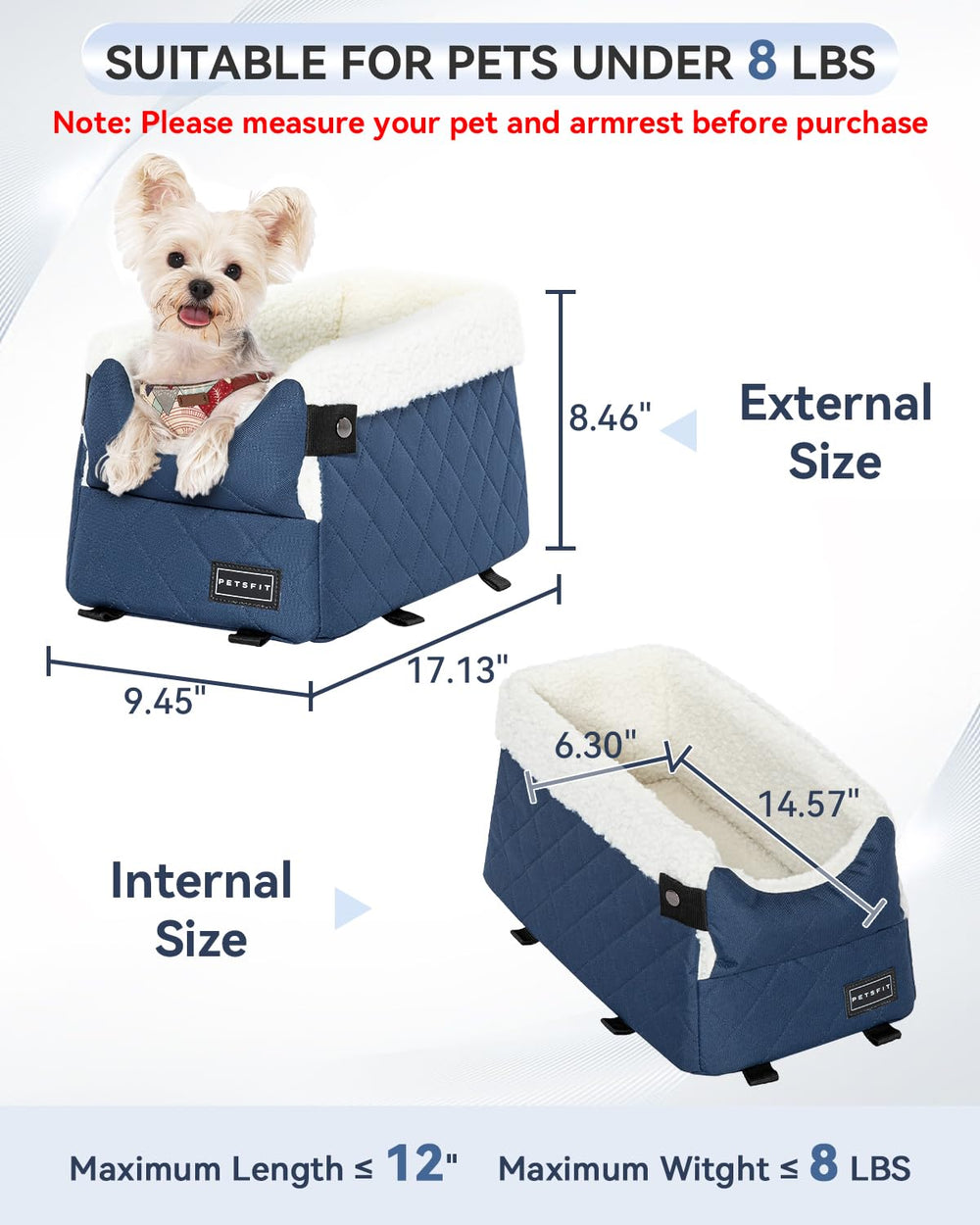Petsfit dog car seat with adjustable bottom straps ensures snug fit