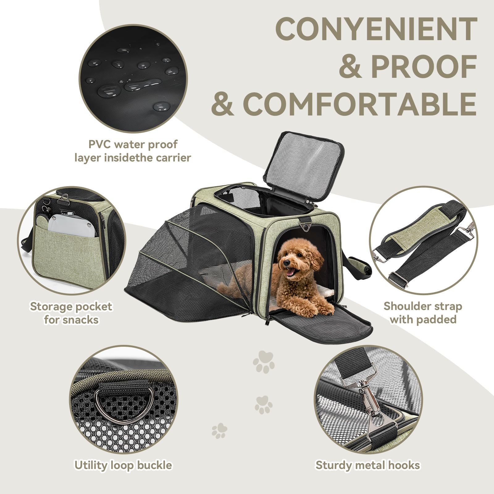 Petsfit detachable shoulder strap and multiple carrying options simplify carrying.