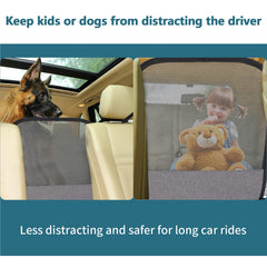 Petsfit front seat hooks secure the barrier firmly without metal poles intruding on space.
