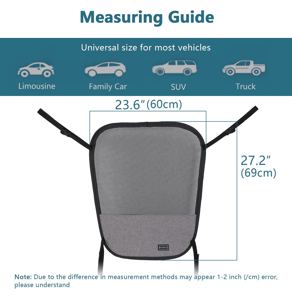 Petsfit barrier headrest buckles demonstrate quick, tool-free installation for busy car rides.