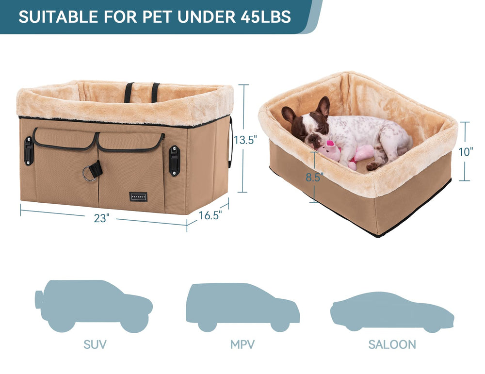 Petsfit booster seat foldable design for easy storage.