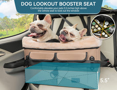 Petsfit dog booster seat safety buckles for secure travel.