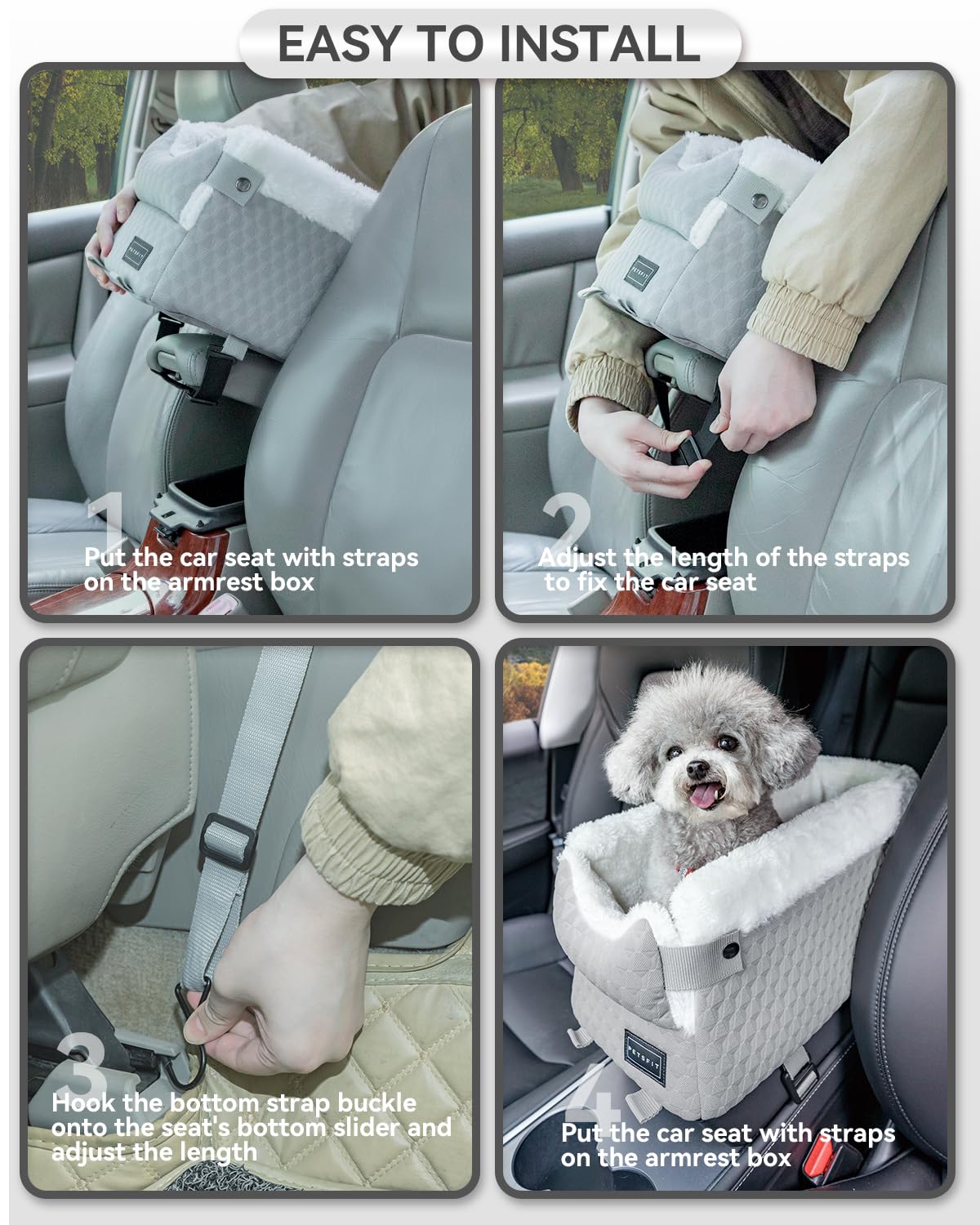 Petsfit front pillow opens for adjustable positioning during travel.