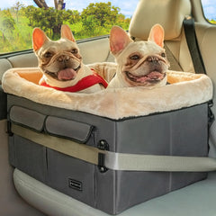 Petsfit dog car seat front view shows secure travel for medium dogs.