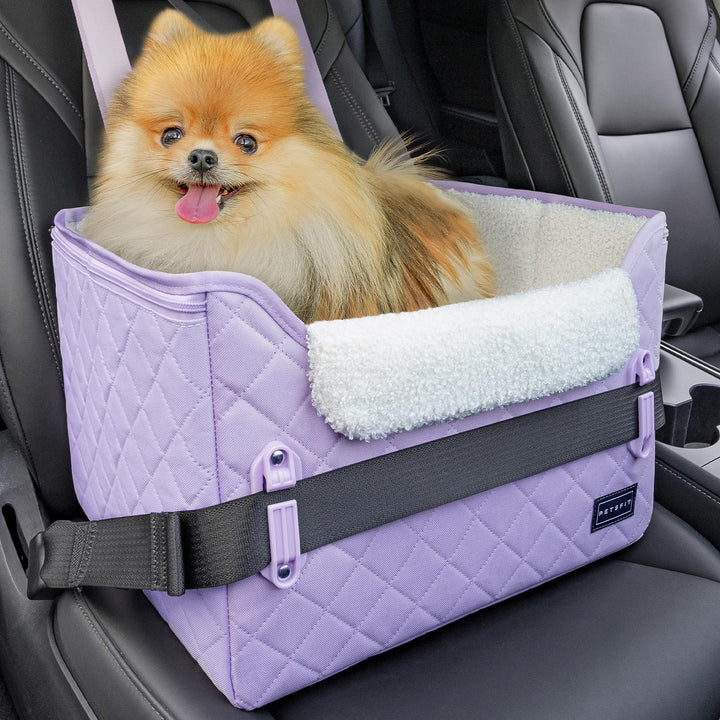 Petsfit dog car seat front view demonstrates secure travel for small dogs.