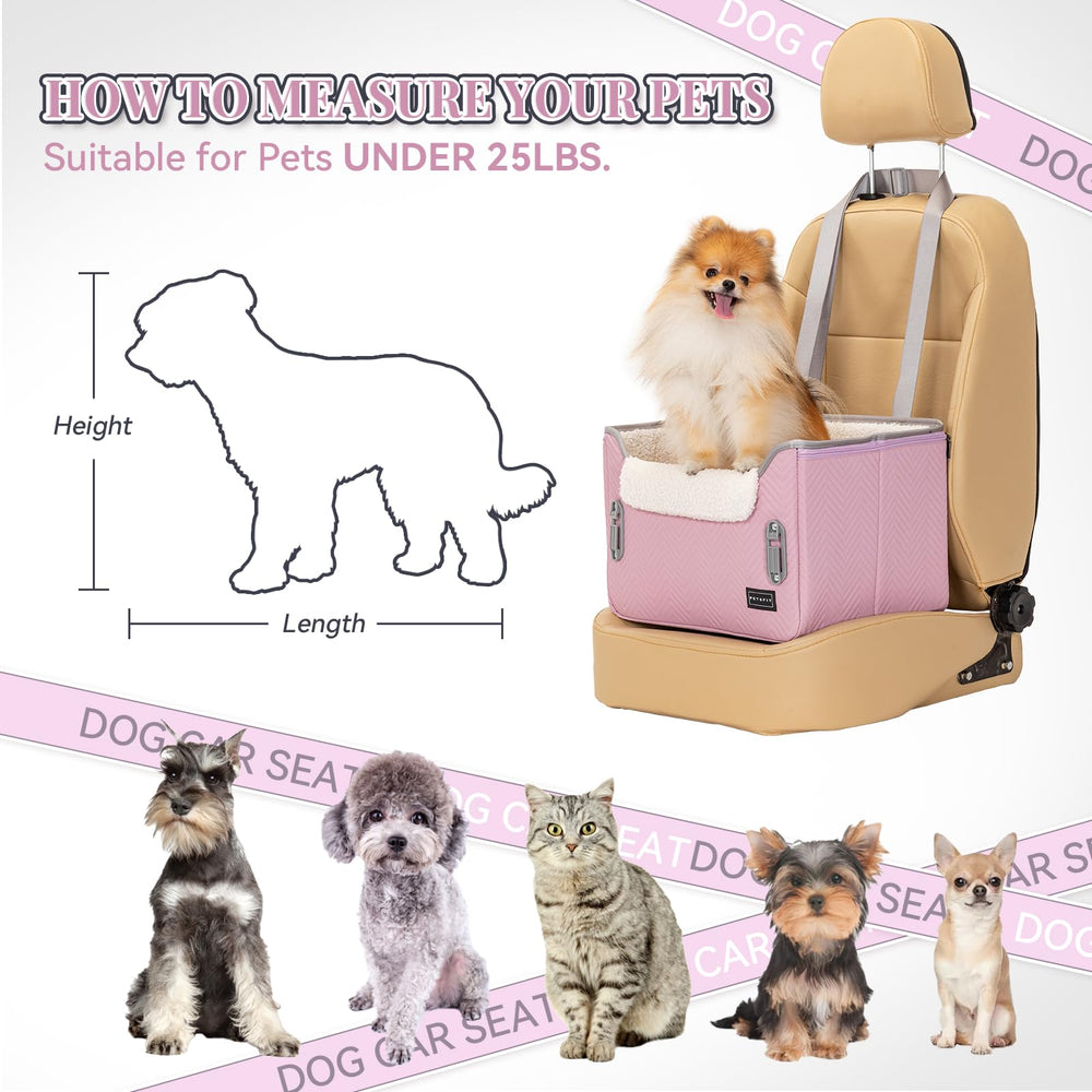 PETSFIT dog car seat light pink elevated view mode for better visibility.