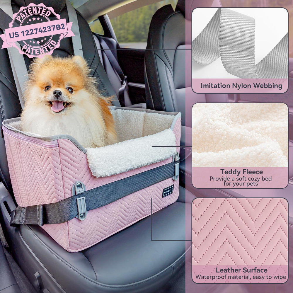 PETSFIT dog car seat light pink folded-flat design for easy storage.