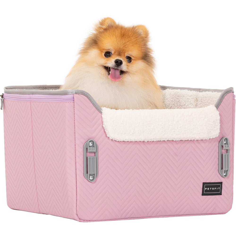 PETSFIT dog car seat light pink in-car installation is quick.