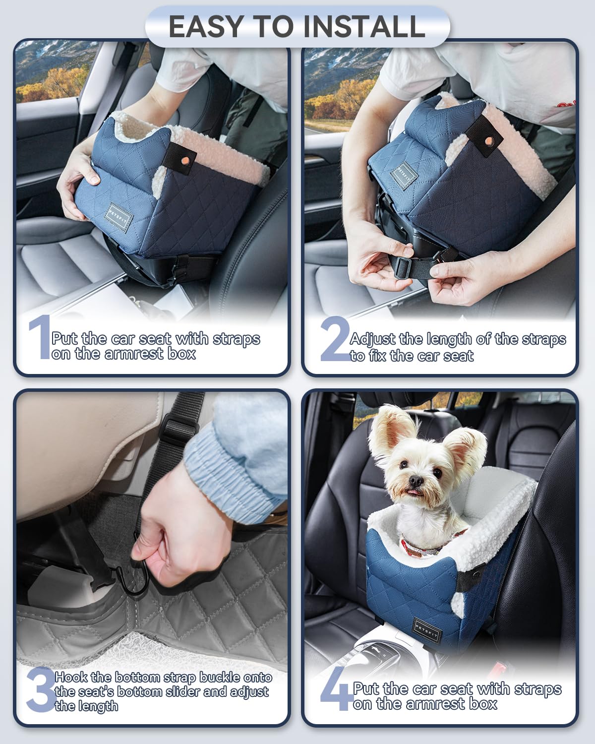 Petsfit dog car seat soft plush edges for comfy travel