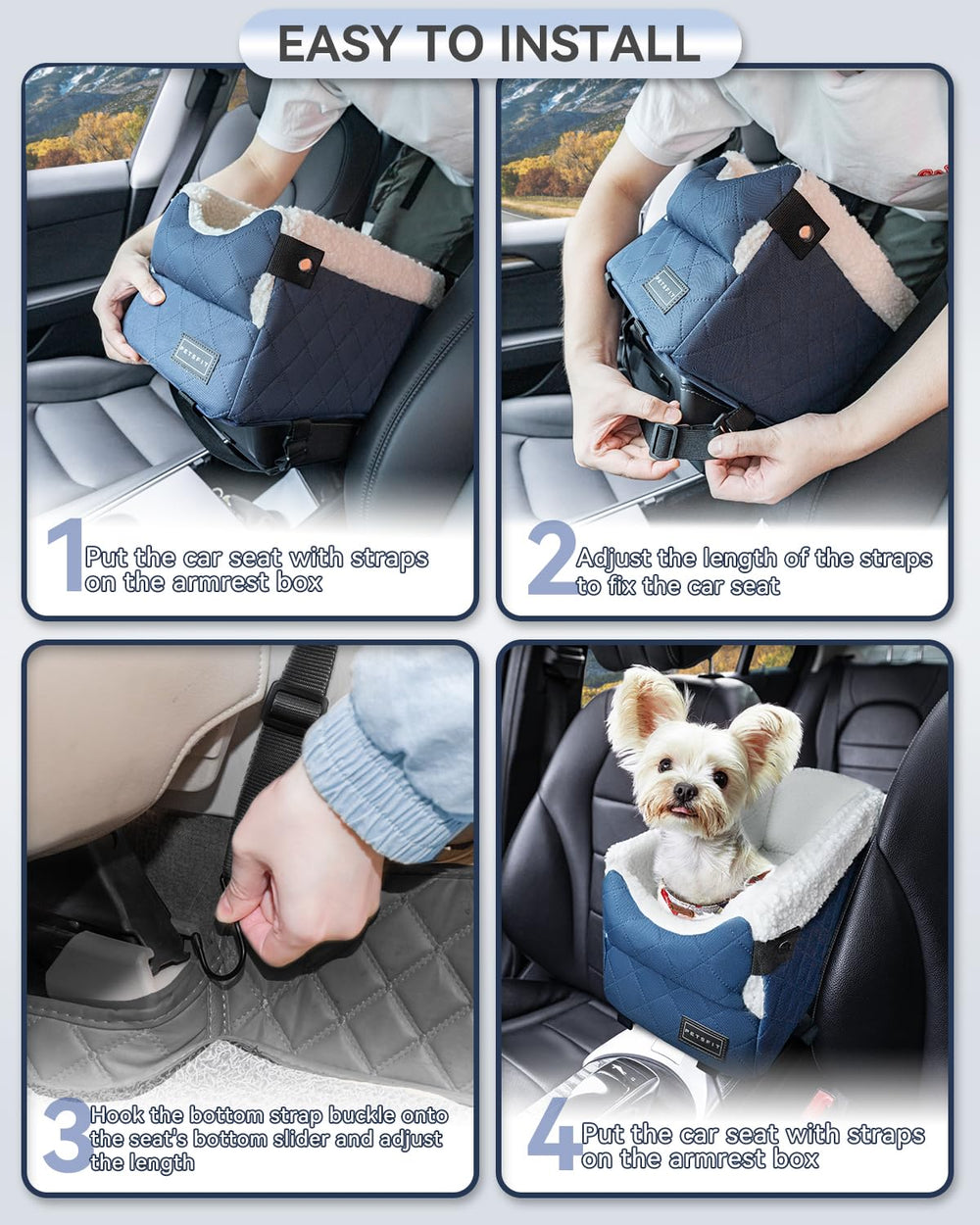 Petsfit dog car seat soft plush edges for comfy travel