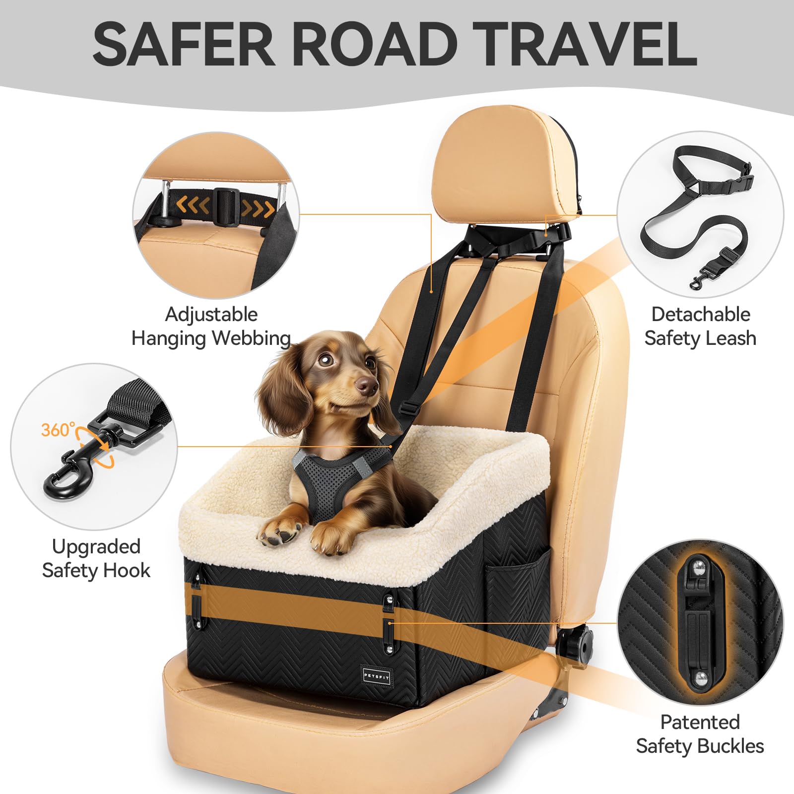 PETSFIT elevated 5.1-inch view helps your dog enjoy scenery during rides.
