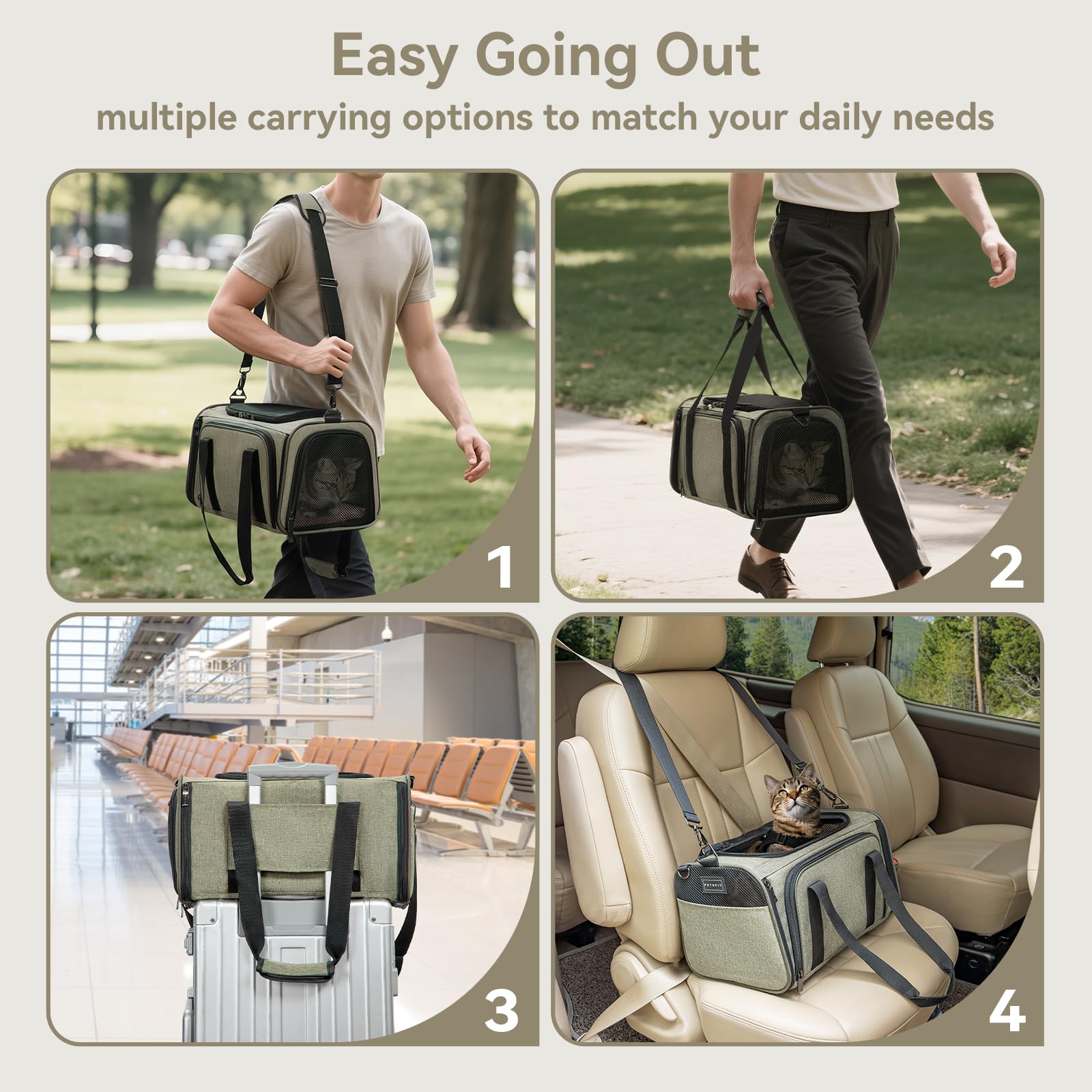 Petsfit expandable rabbit carrier side pocket for travel essentials