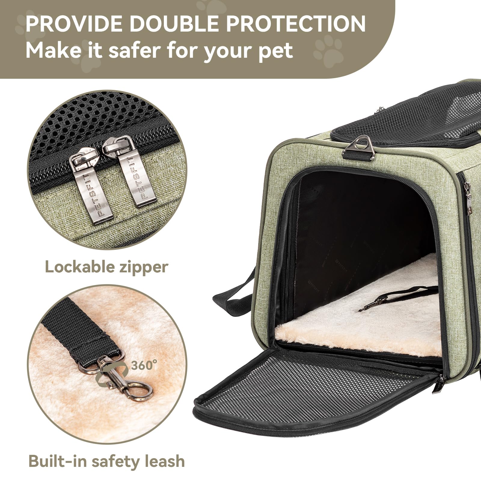 Petsfit expandable rabbit carrier under-seat fit for airline travel