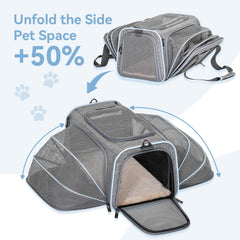 Petsfit expandable small cat carrier expanded space lets pets sprawl during travel.
