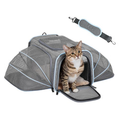 Petsfit expandable small cat carrier under-seat design keeps small pets close during flights.