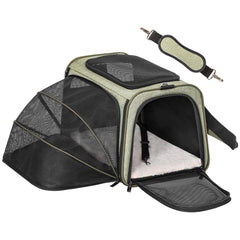Petsfit expandable soft side carrier open showing ventilation for comfort