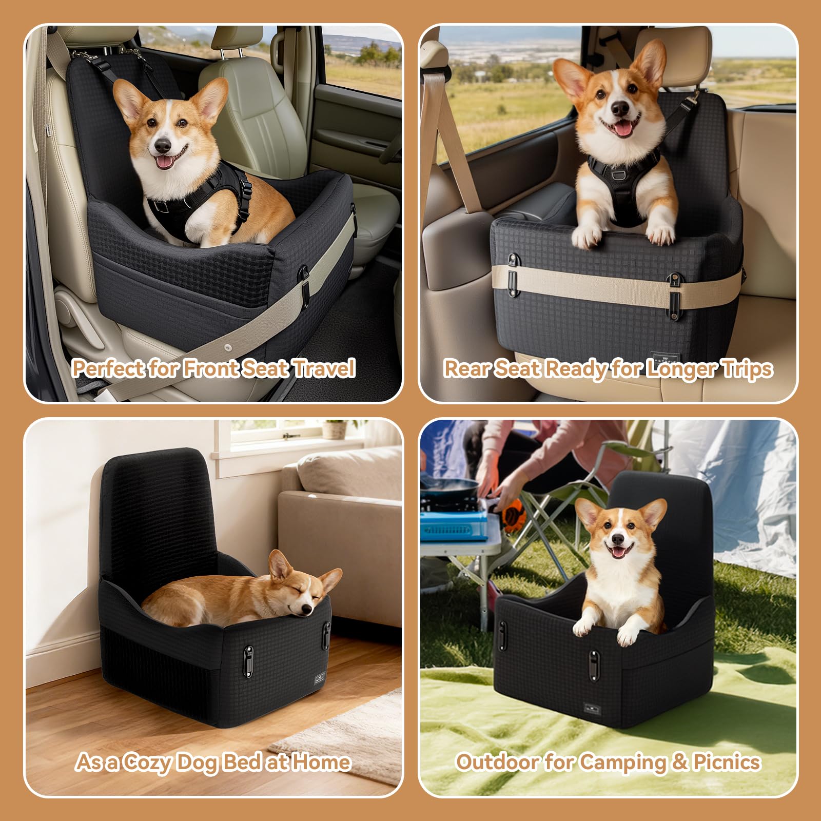 Petsfit front-back seat booster doubles as indoor bed.