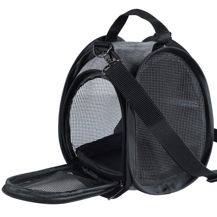 Petsfit hamster carrier shows mesh ventilation for fresh air and pet visibility.