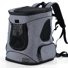 Petsfit pet backpack carrier back view showing upgrade waist cushion for a comfortable, secure travel