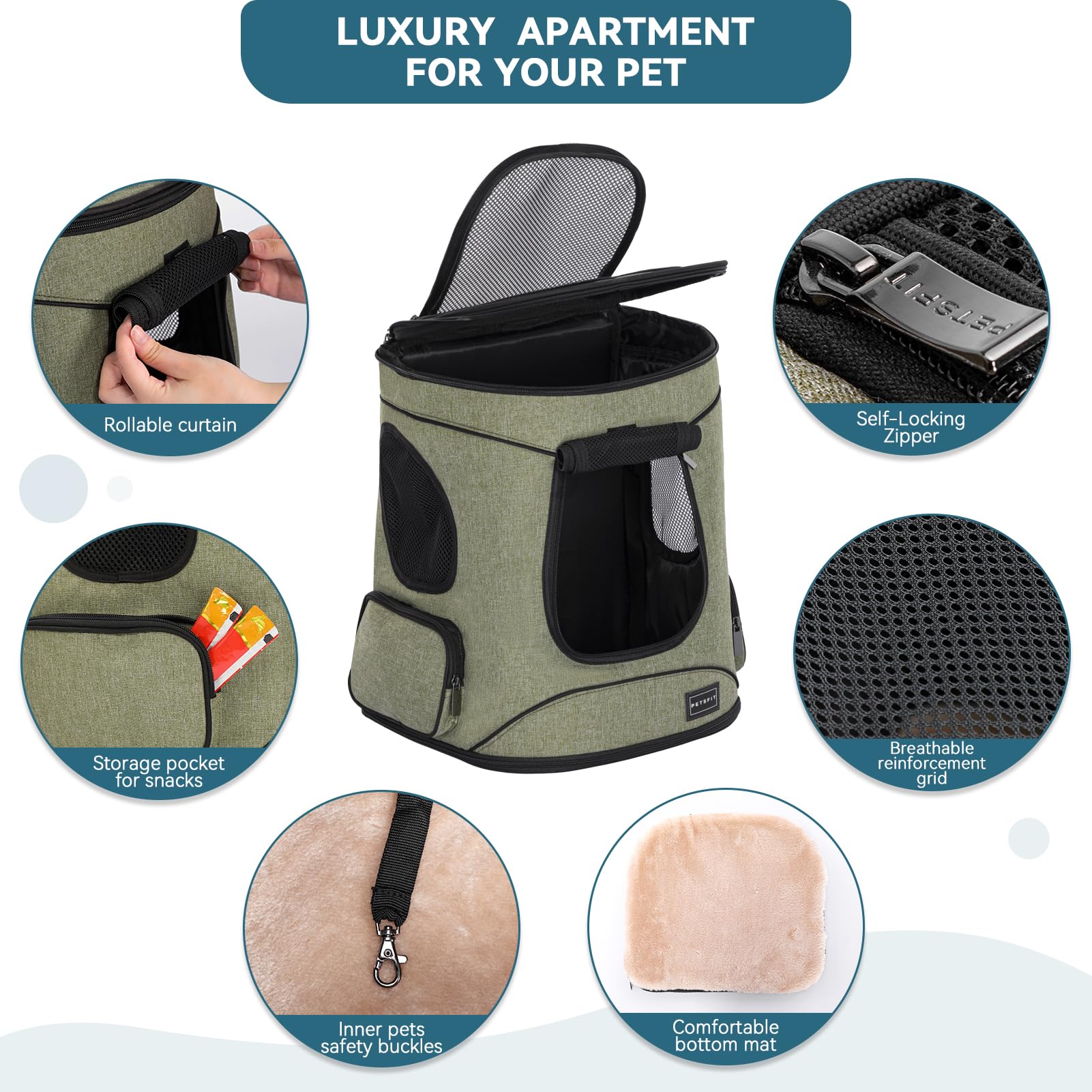 Petsfit carrier with pet inside during a walk, showcasing versatile use.