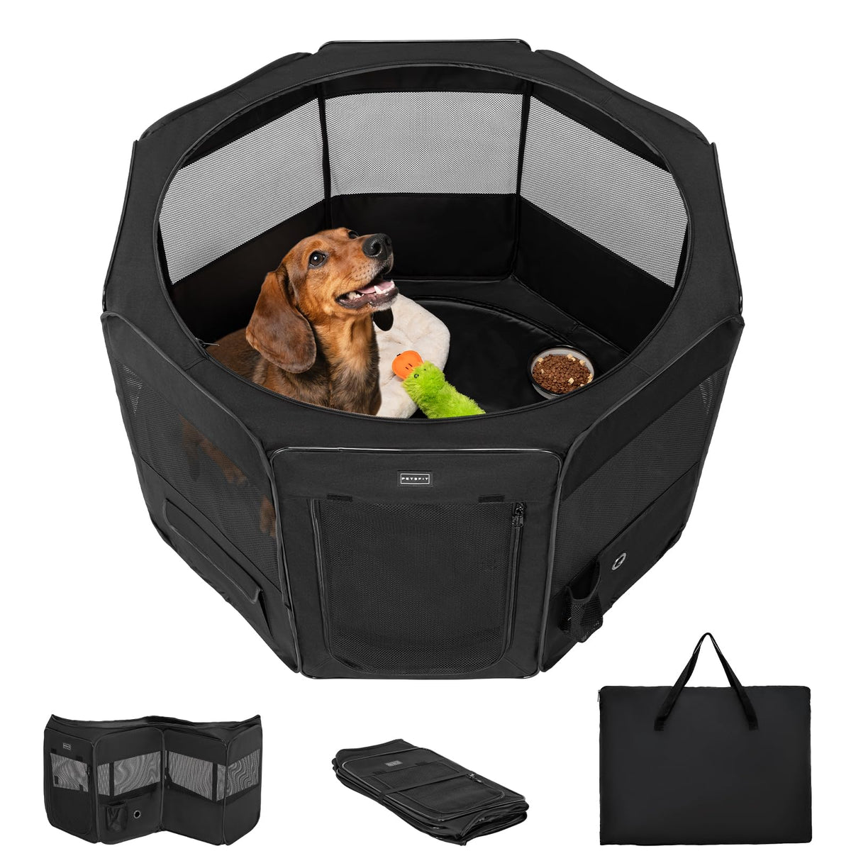Petsfit 36-inch playpen side view, secure containment for travel.