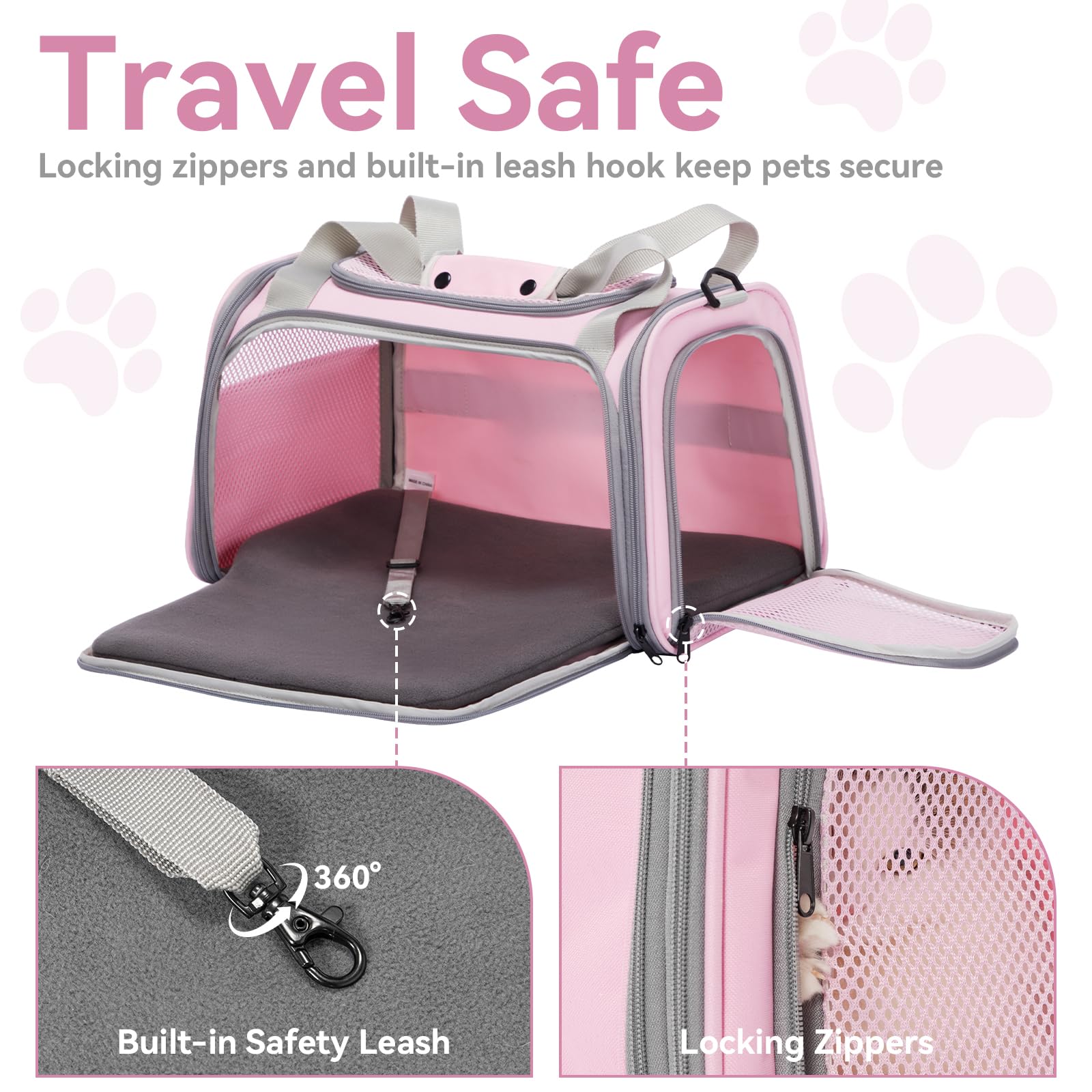 Petsfit safety leash prevents escapes during car rides and veterinary visits